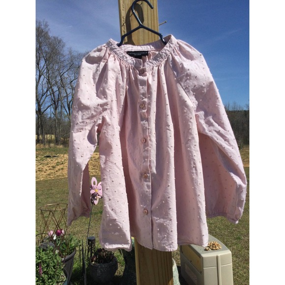 Victoria Beckham for Target size large girls pink blouse button up Swiss dot L - Picture 3 of 11